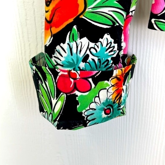 Anthracite - Bright Bold Floral Zip Up Shoulder Pad Blazer Size 4 - Picture 13 of 14